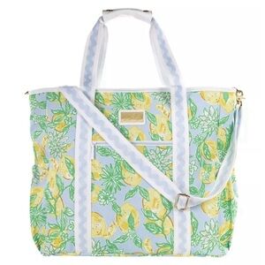 Lilly Pulitzer Insulated Picnic Cooler Bag w/ Mesh Pouch - Bluette Make Lemonade